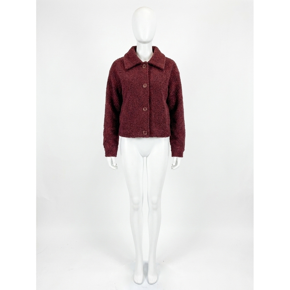 NEW TRIBAL button down boucle jacket in passion plum